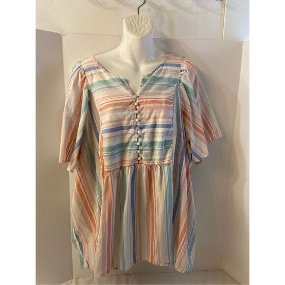 Terra Sky size 3x (24w-26w) striped top butterfly sleeves rn# 52469 - Picture 2 of 6